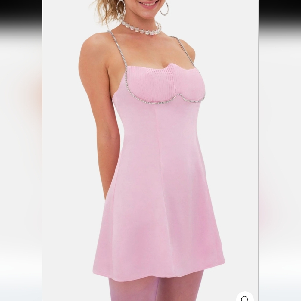 For Love And Lemons Pink Satin Mini Dress Size M new with tags - Picture 2 of 11